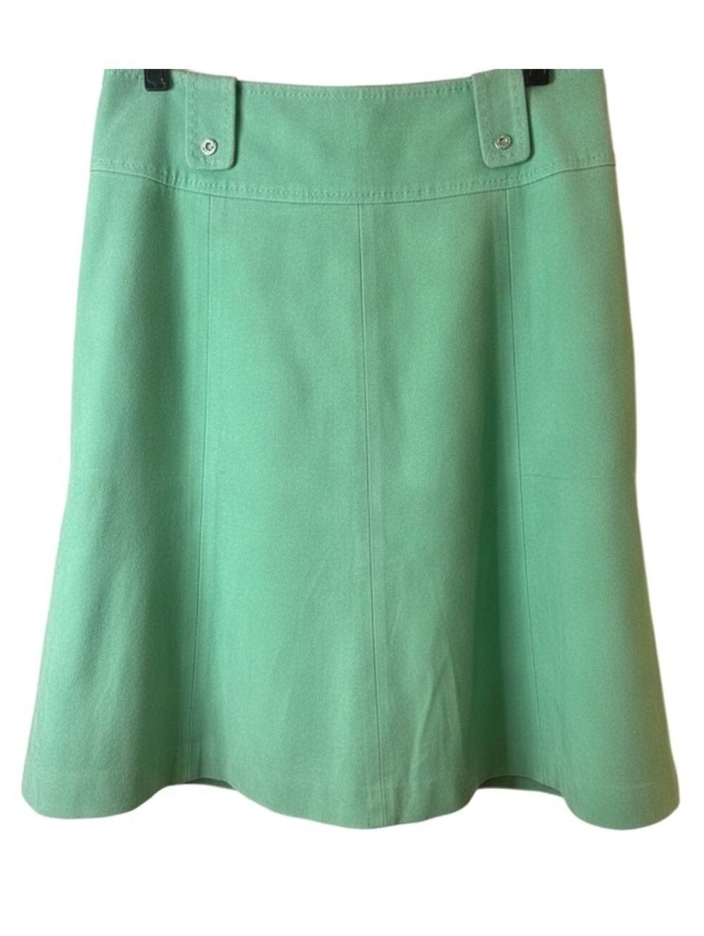 Max Mara Size 10 Green Genuine Leather A-Line Skirt Knee Length Made in Italy